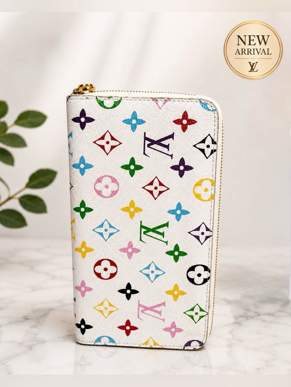 ✨Multicolor Monogram Zippy Long Wallet – White ✨